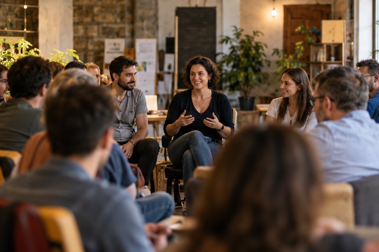 Discuție între oameni implicați în comunitate — fotografie ilustrativă generată